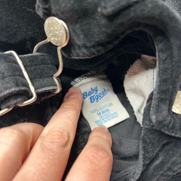 Vintage 90s 1990s Oshkosh baby B’gosh Black velvet baby bash overalls - Picture 2 of 6